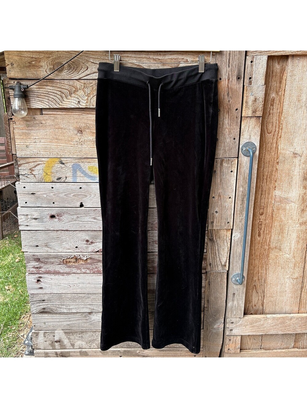 Juicy Couture Black Velour Pants with Rhinestone Logo Size Small